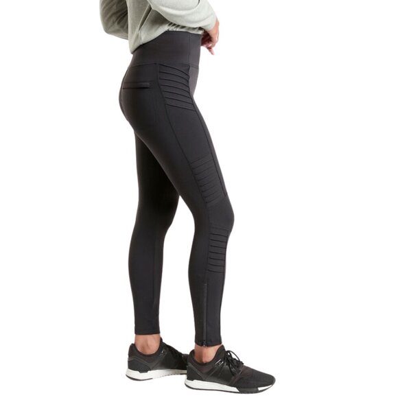 Athleta Pants - Athleta Delancey Moto Tight Size Large Black